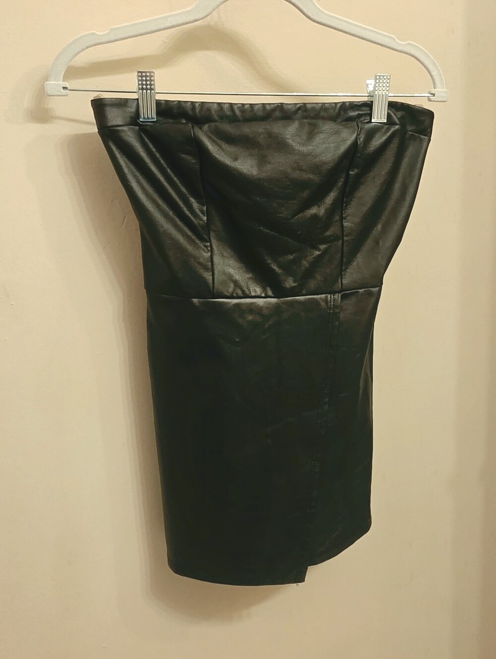 Altar'd State Black Faux Leather Strapless Romper
